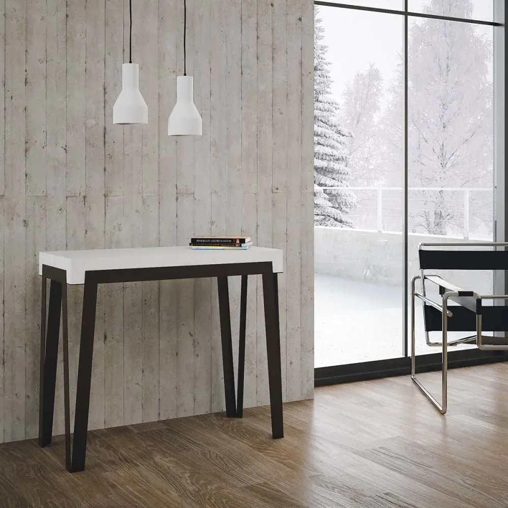 Illustration numéro 2 du produit Console extensible effet bois frêne blanc 90x40/300 cm