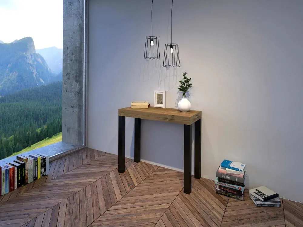 Illustration numéro 2 du produit Console extensible 90x40/300 cm effet bois chêne nature