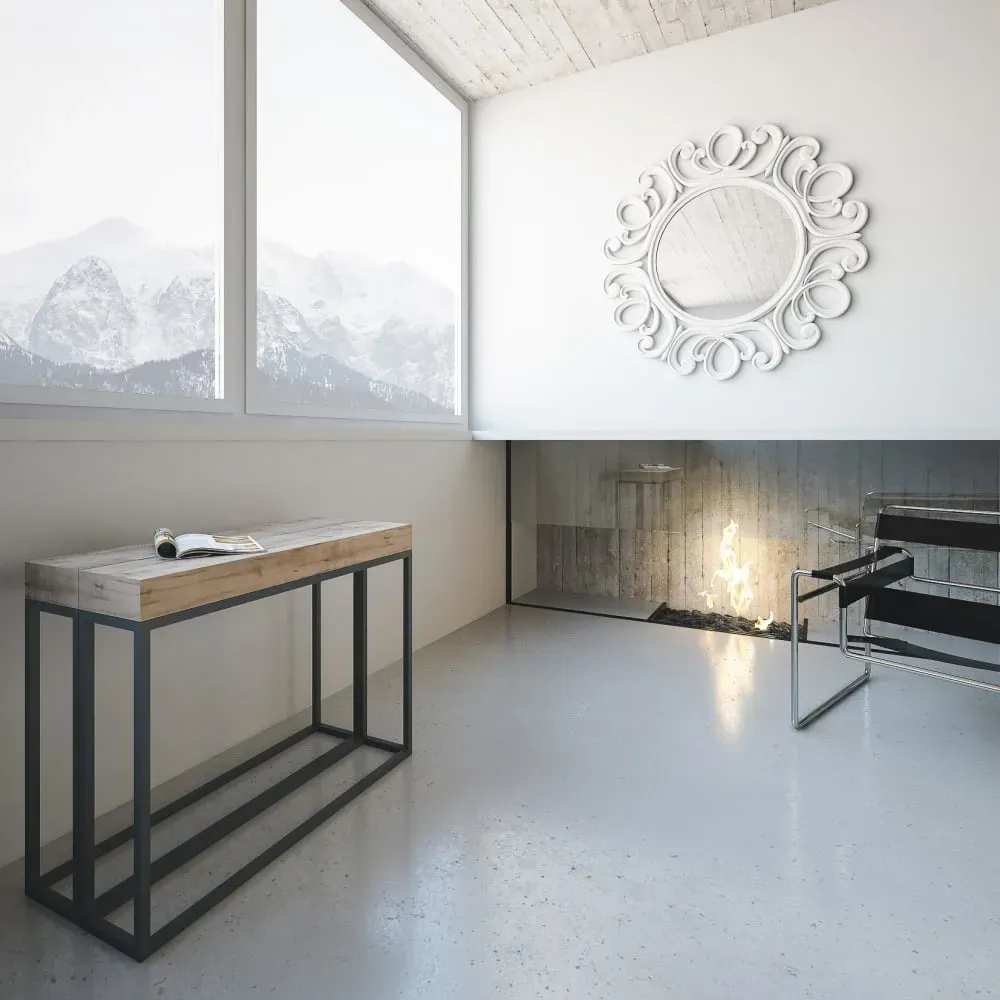 Illustration numéro 2 du produit Console extensible effet bois chêne nature 90x40/300 cm