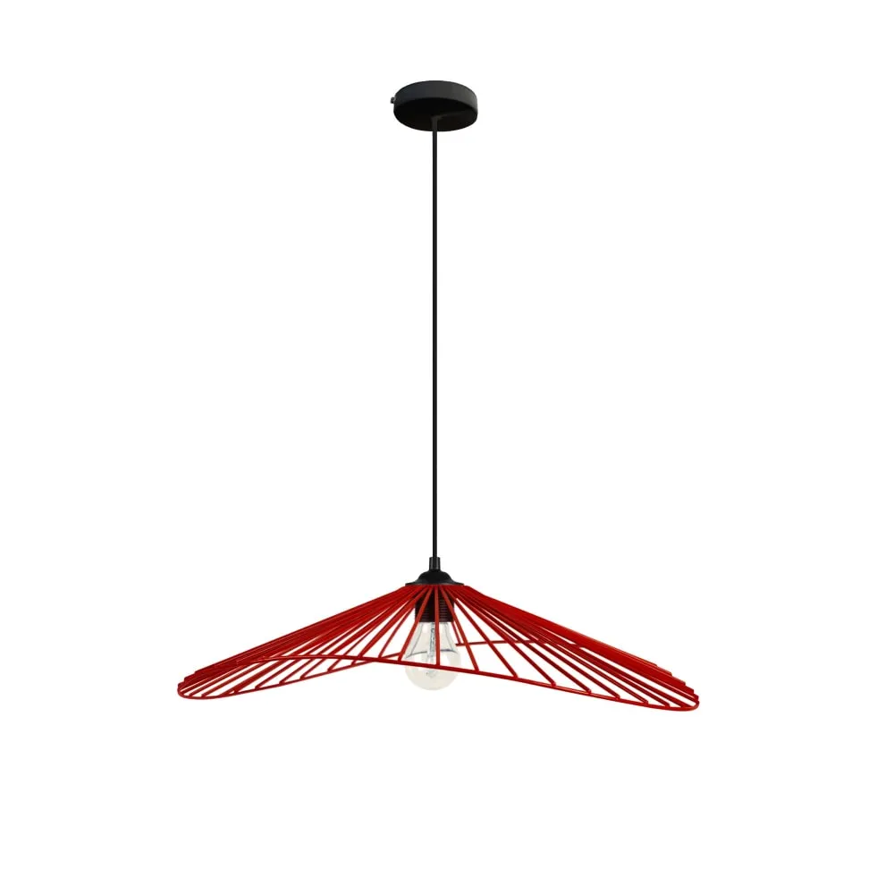 Illustration numéro 2 du produit Suspension fil  métal H70cm noir;Abat-jour: rouge