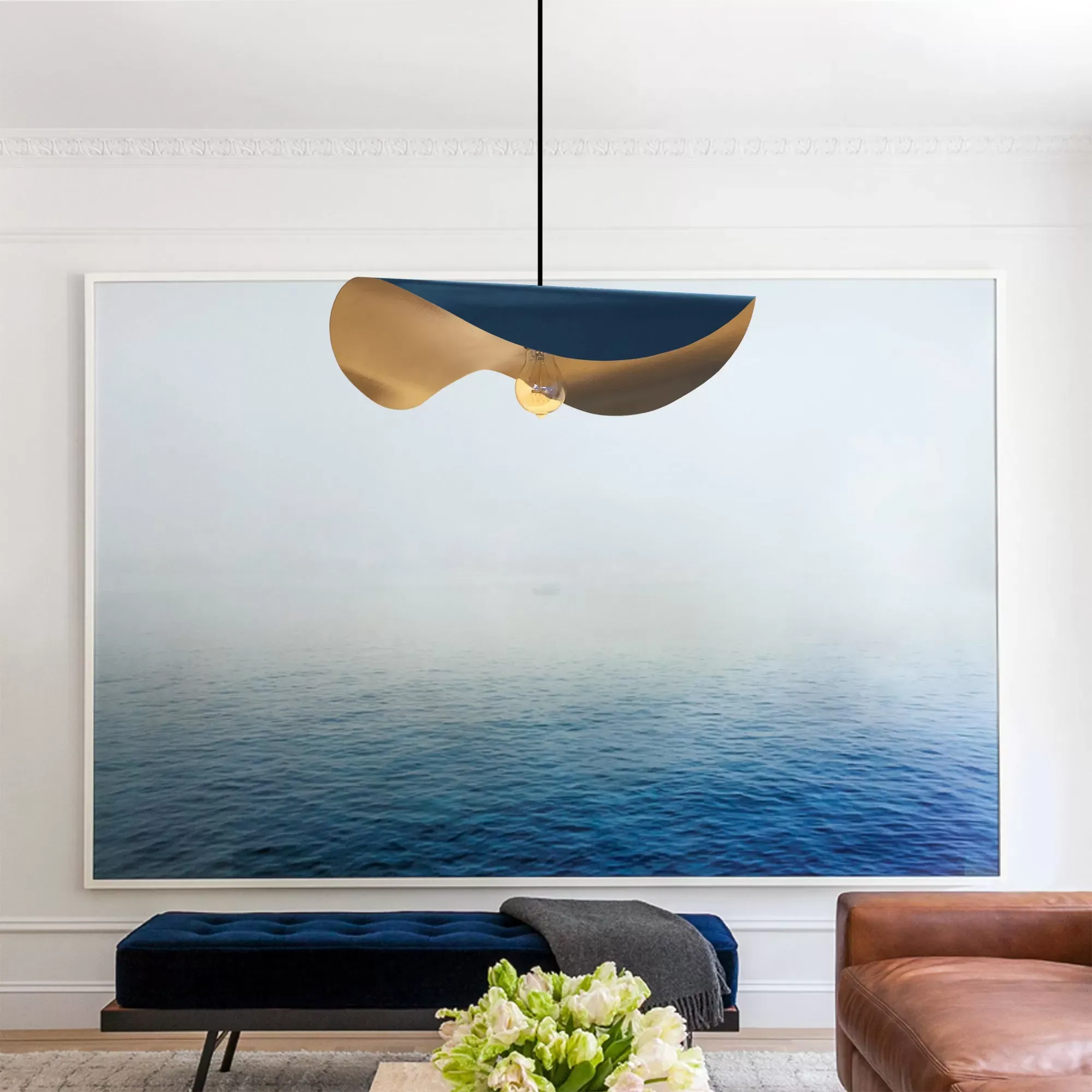 Illustration numéro 2 du produit Suspension  métal,Bleu,H65xD50xP50cm