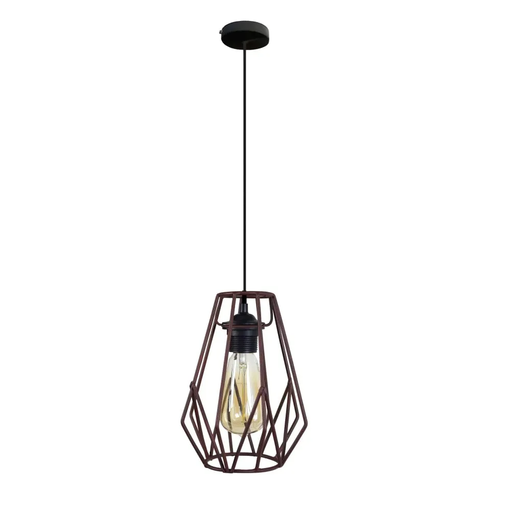 Illustration numéro 2 du produit Suspension métal H85cm noir;Abat-jour: marron