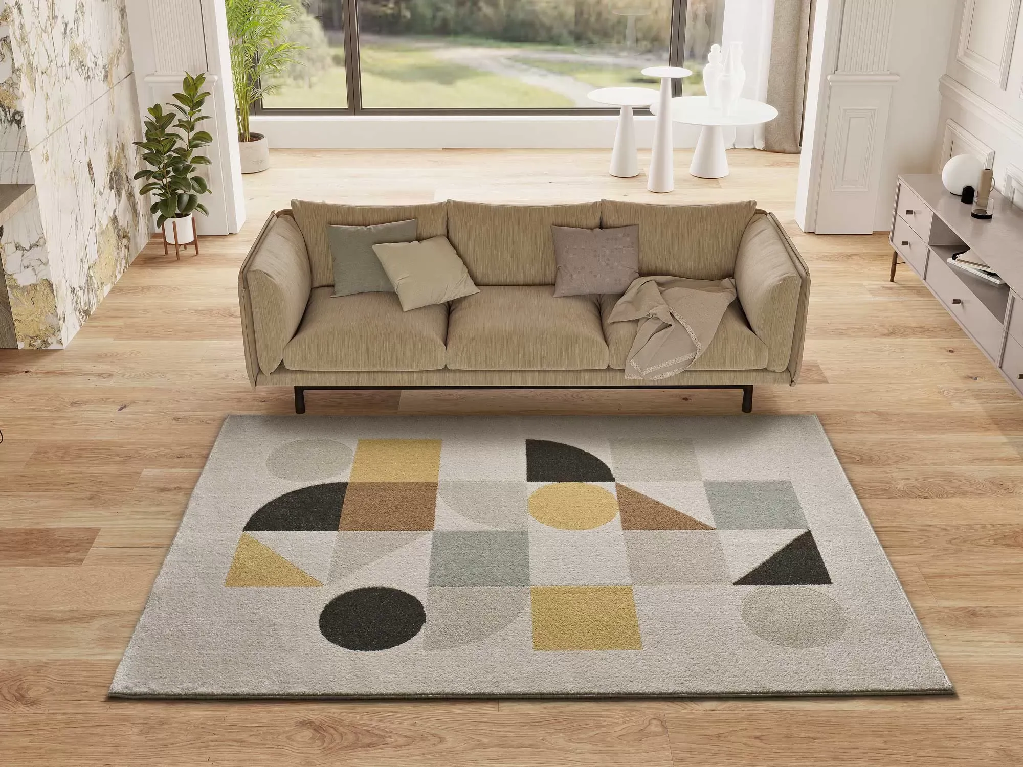 Illustration numéro 2 du produit Tapis scandinave beige/multicolore 160x230 cm