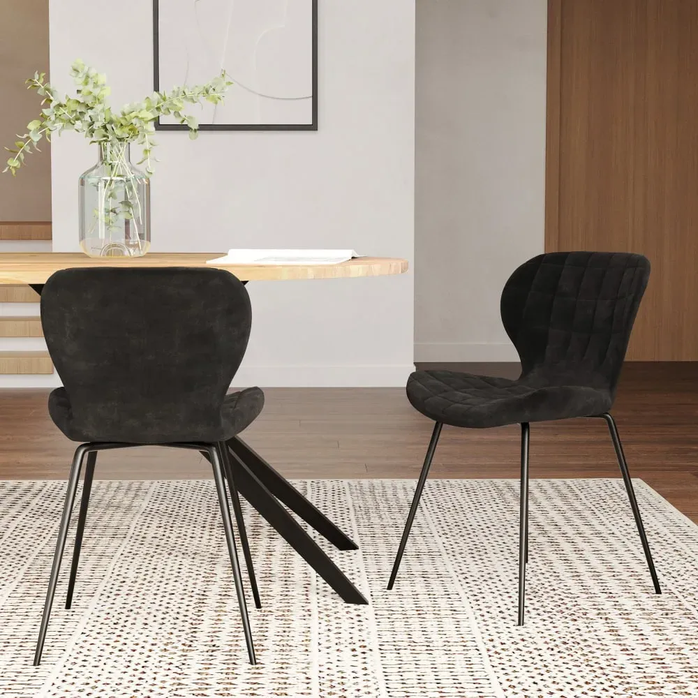 Illustration numéro 2 du produit Lot de 2 chaises en velours noir