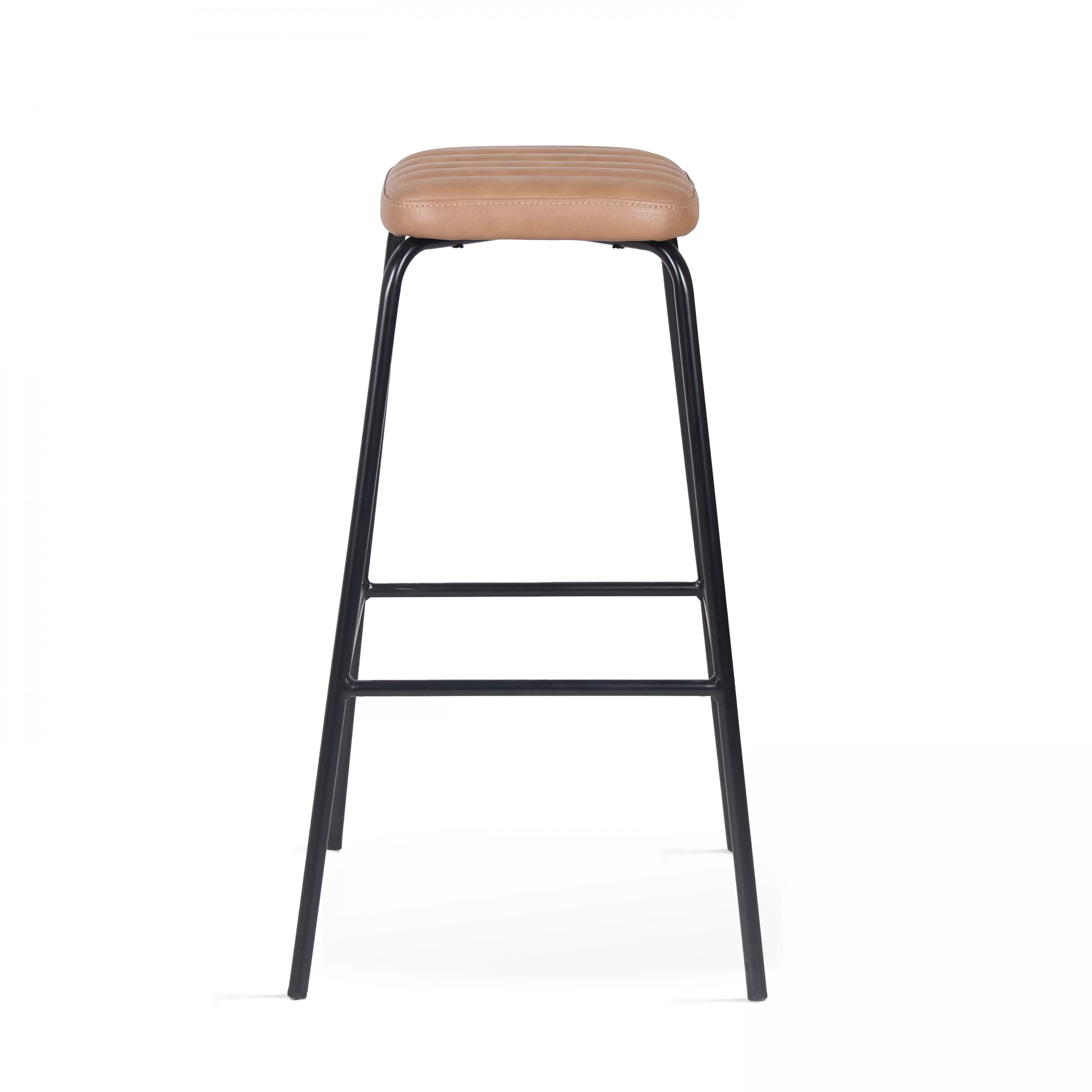 Illustration numéro 2 du produit Lot de 2 tabourets hauts en textile enduit marron clair