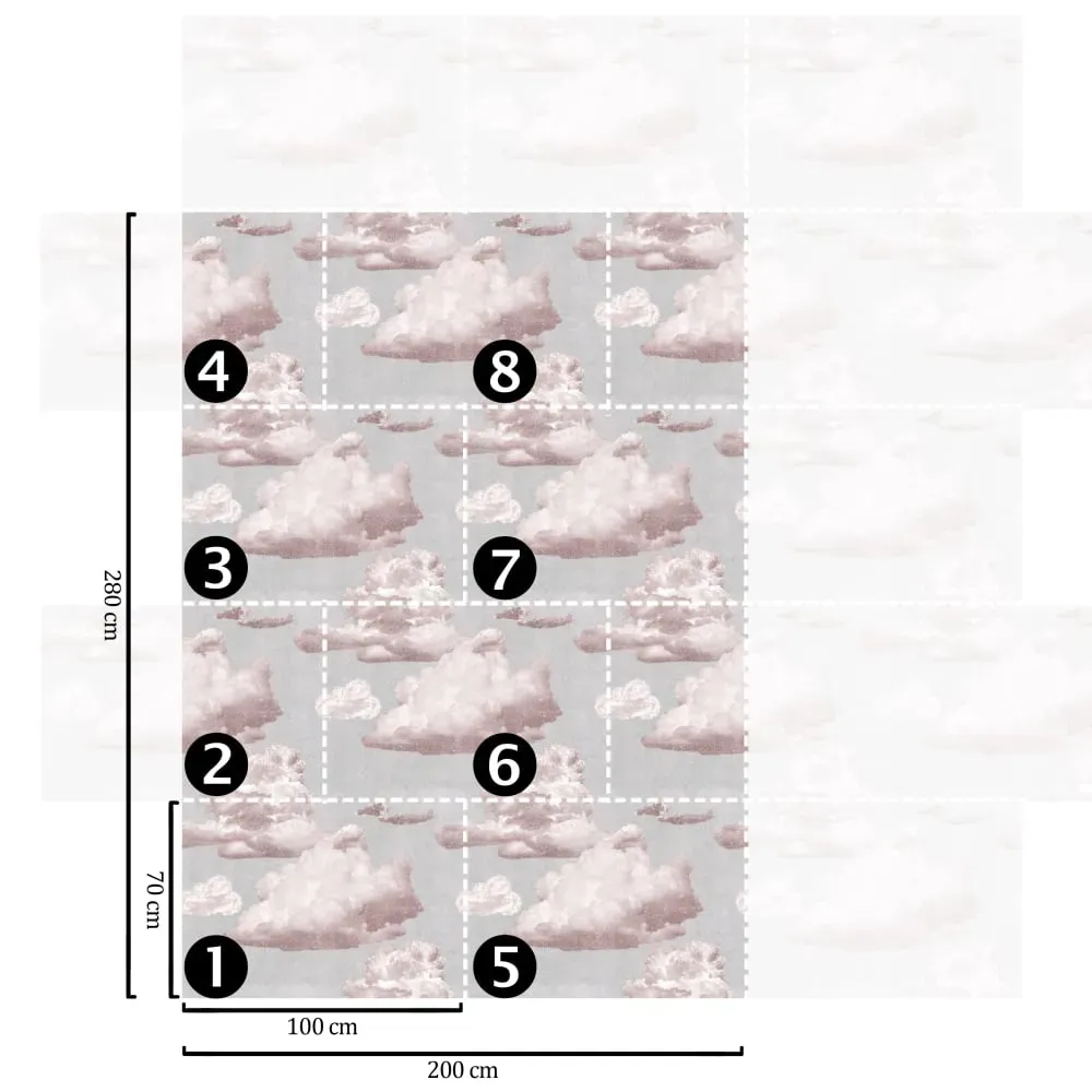 Illustration numéro 2 du produit Papier Peint Nuages,papier écologique fin,200x280cm,8 feuilles