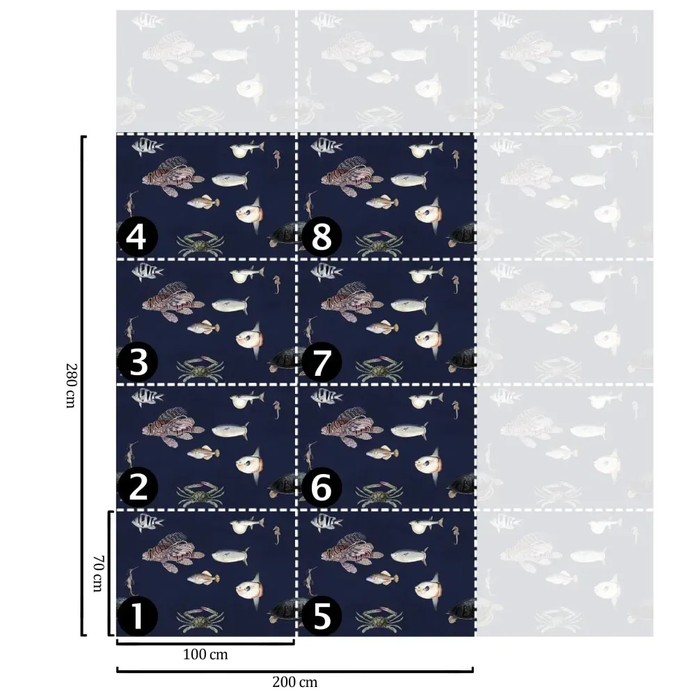 Illustration numéro 2 du produit Papier Peint Poissons,papier écologique fin,200x280cm,8 feuilles