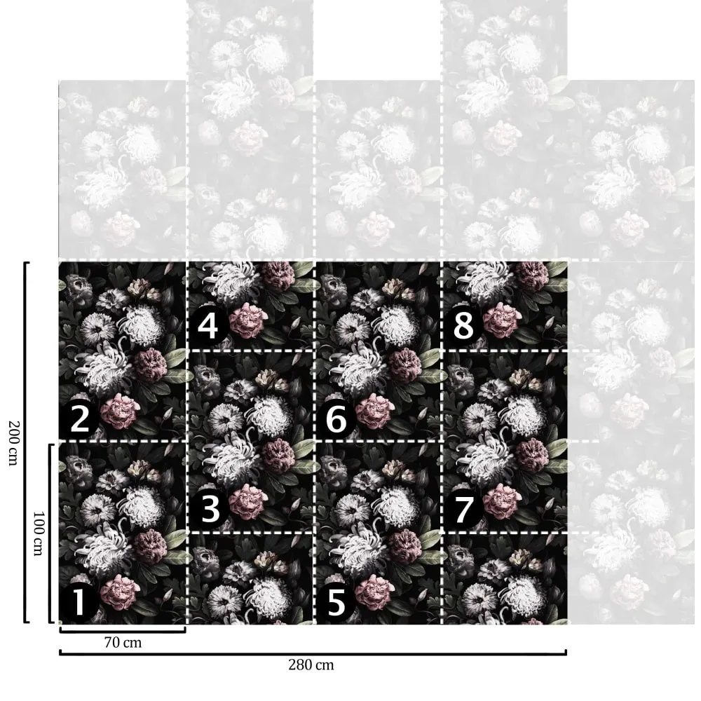 Illustration numéro 2 du produit Papier Peint Floral,papier écologique fin,200x280cm,8 feuilles