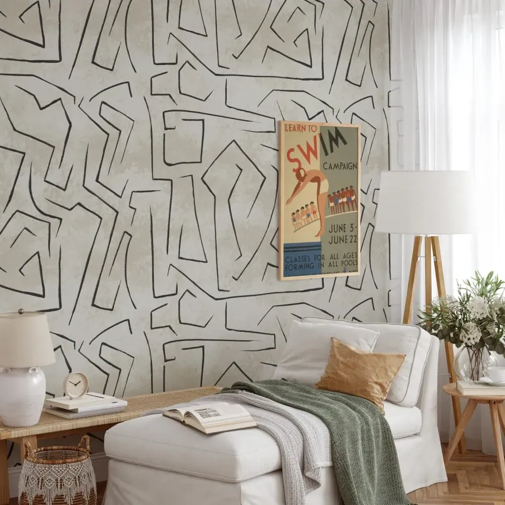 Illustration numéro 2 du produit Papier Peint Graffiti,papier écologique fin,200x280cm,8 feuilles