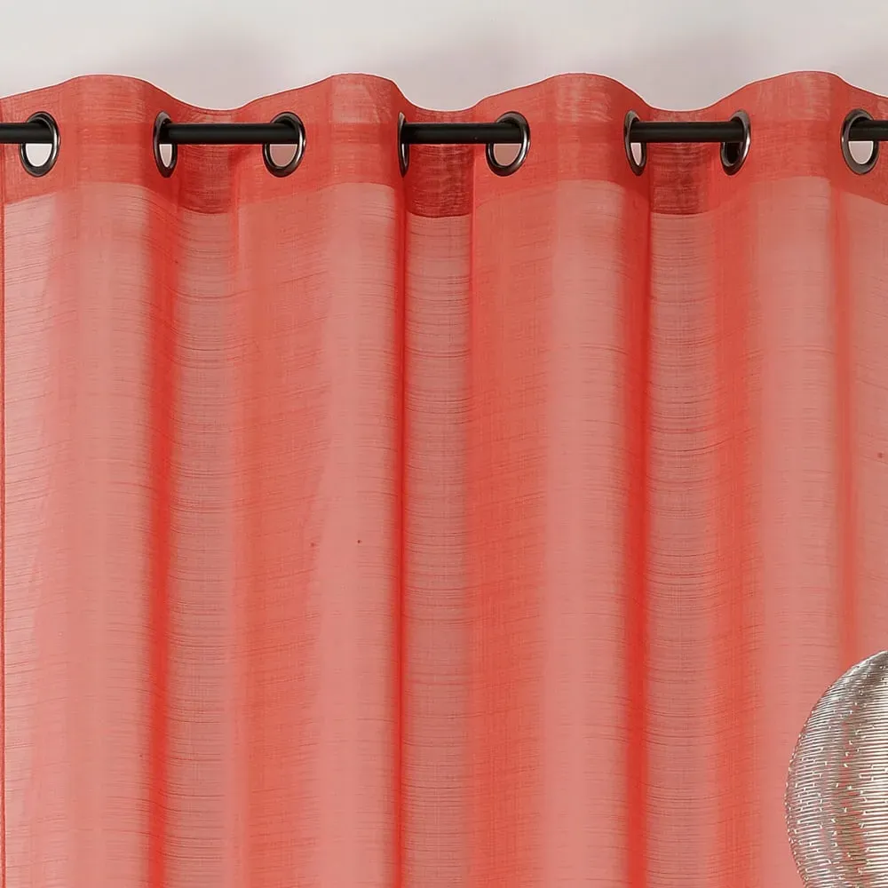 Illustration numéro 2 du produit Voilage en étamine givrée polyester terracotta 145x240 cm