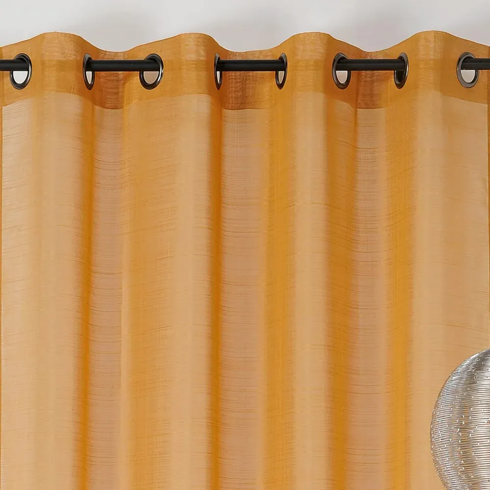 Illustration numéro 2 du produit Voilage en étamine givrée polyester jaune soleil 145x240 cm