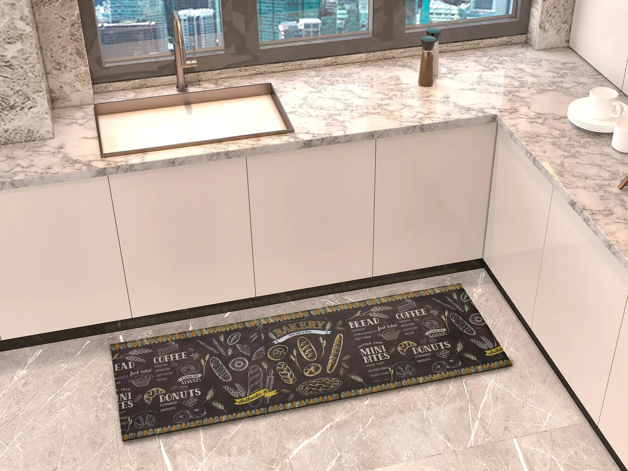 Illustration numéro 2 du produit Tapis de cuisine lavable repas multicolore 52x200 cm