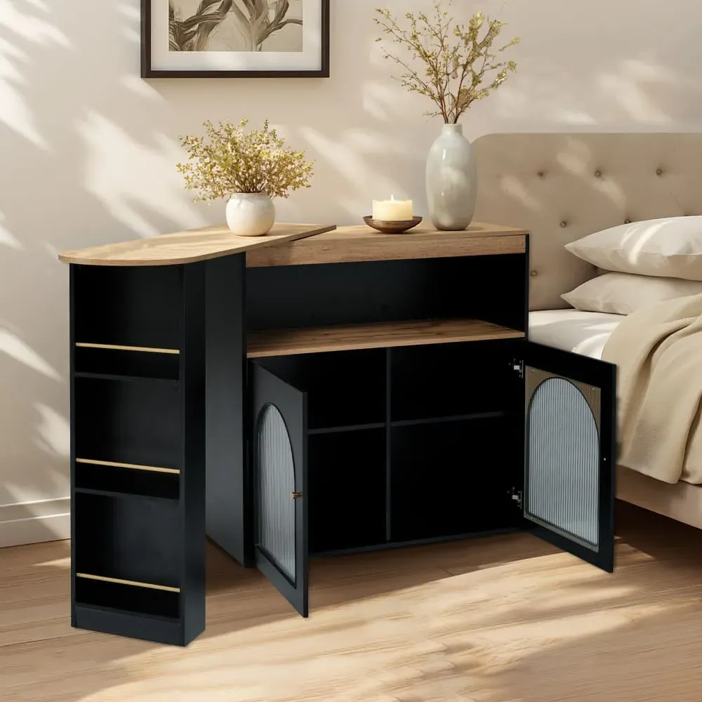 Illustration numéro 2 du produit Table de Chevet noir avec Rangement Pratique