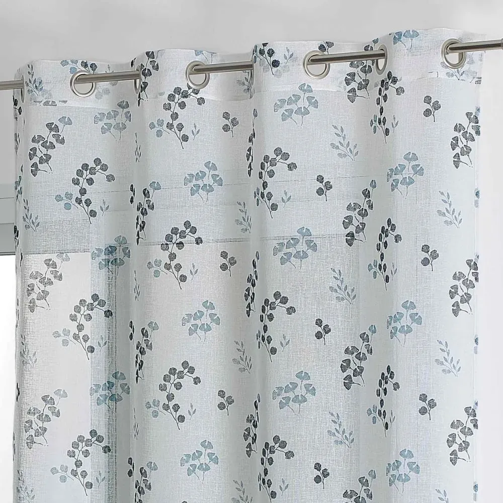 Illustration numéro 2 du produit Voilage tamisant en étamine fleurie polyester gris clair 140x240 cm