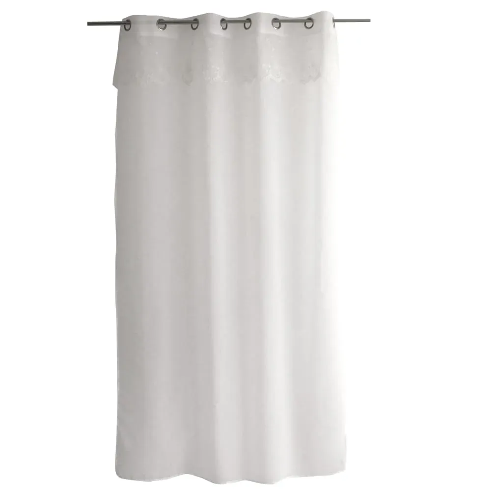 Illustration numéro 2 du produit Voilage en étamine avec top à volant brodé polyester blanc 140x240 cm