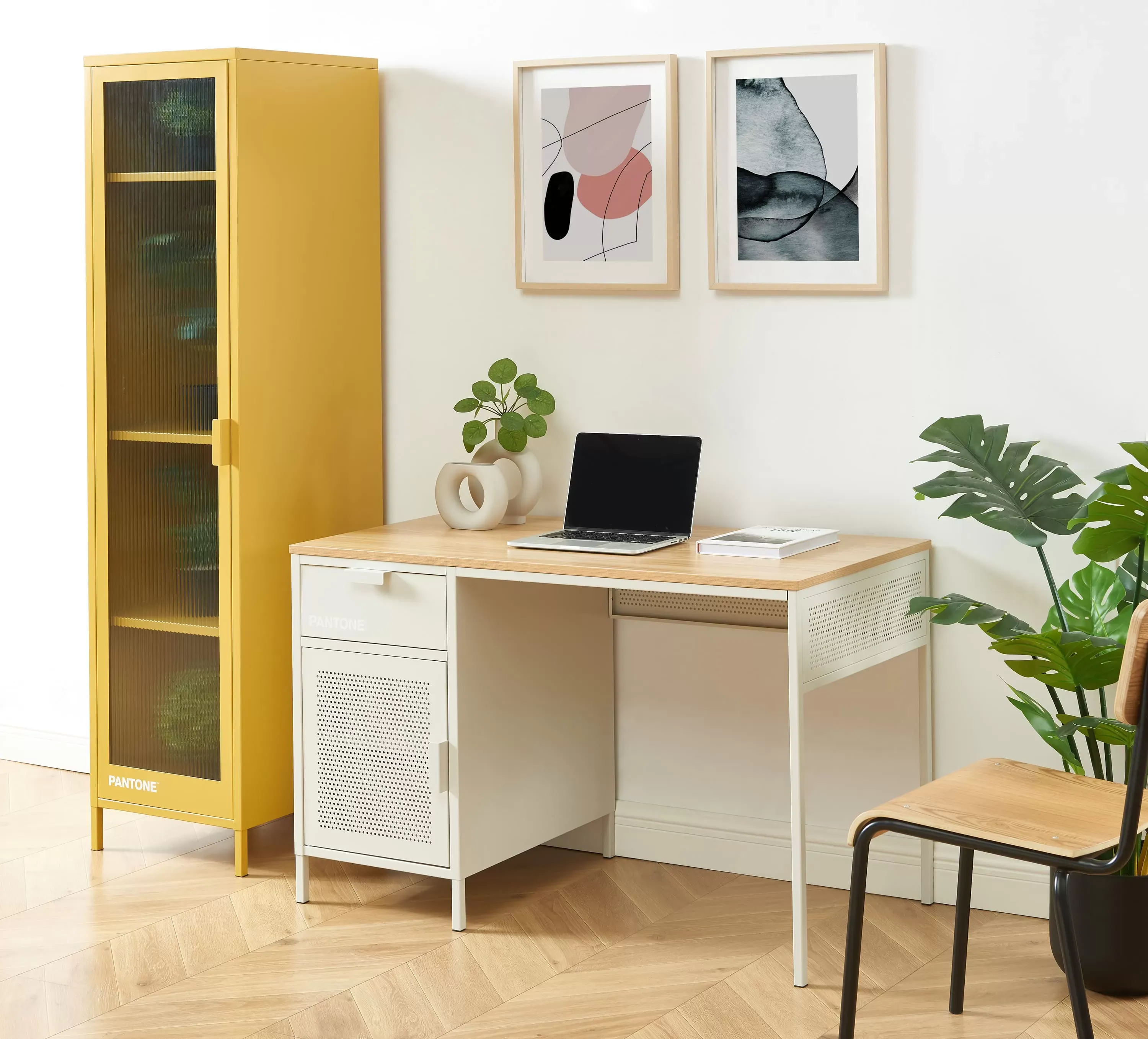 Illustration numéro 2 du produit Bureau métal beige sable 120cm