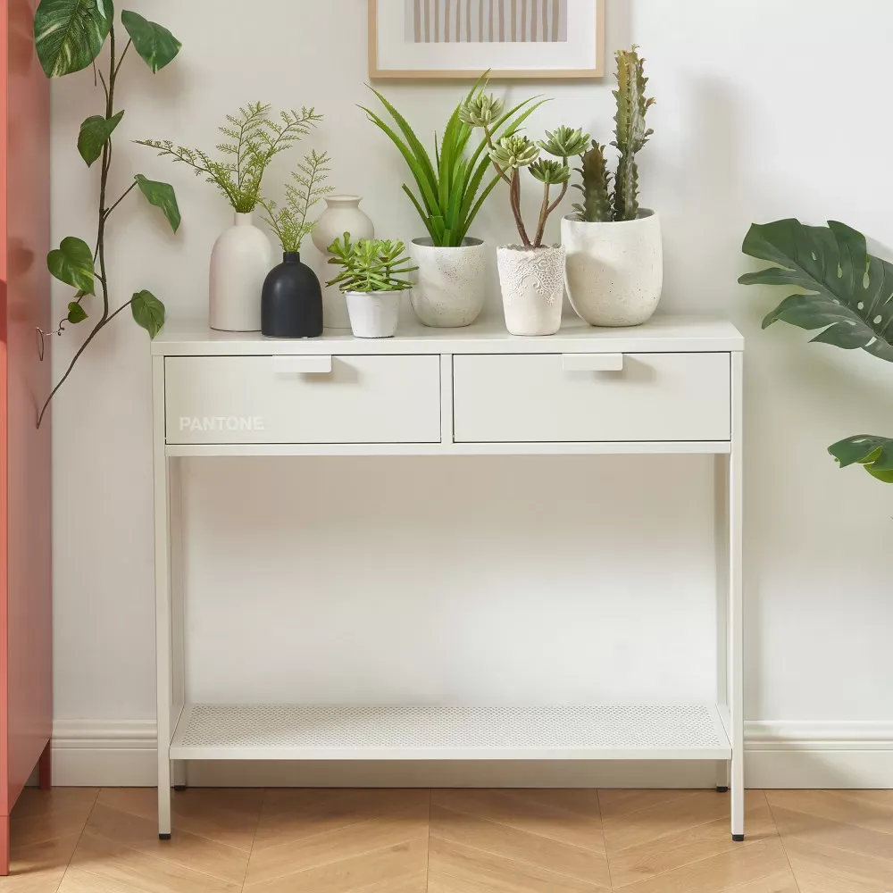 Illustration numéro 2 du produit Console métal beige sable 100cm