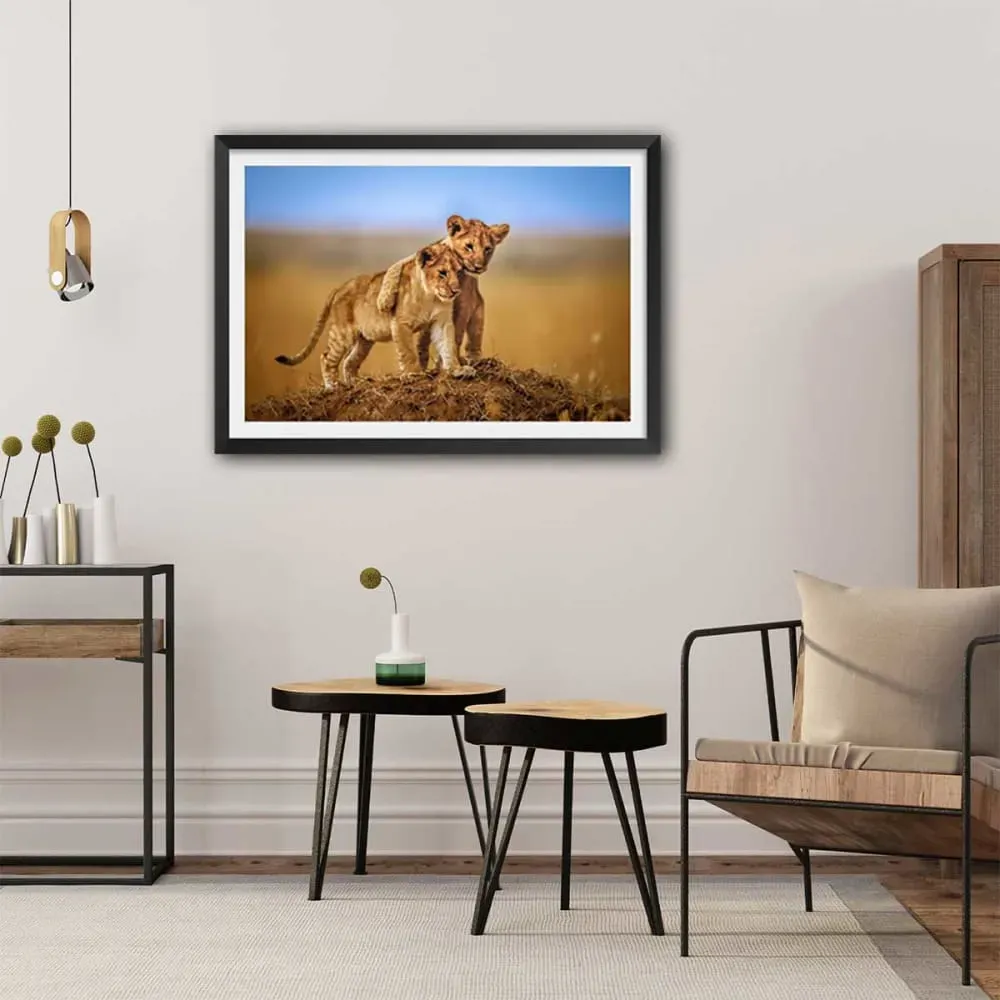 Illustration numéro 2 du produit Affiche animaux brothers for the life avec cadre noir 60x40 cm