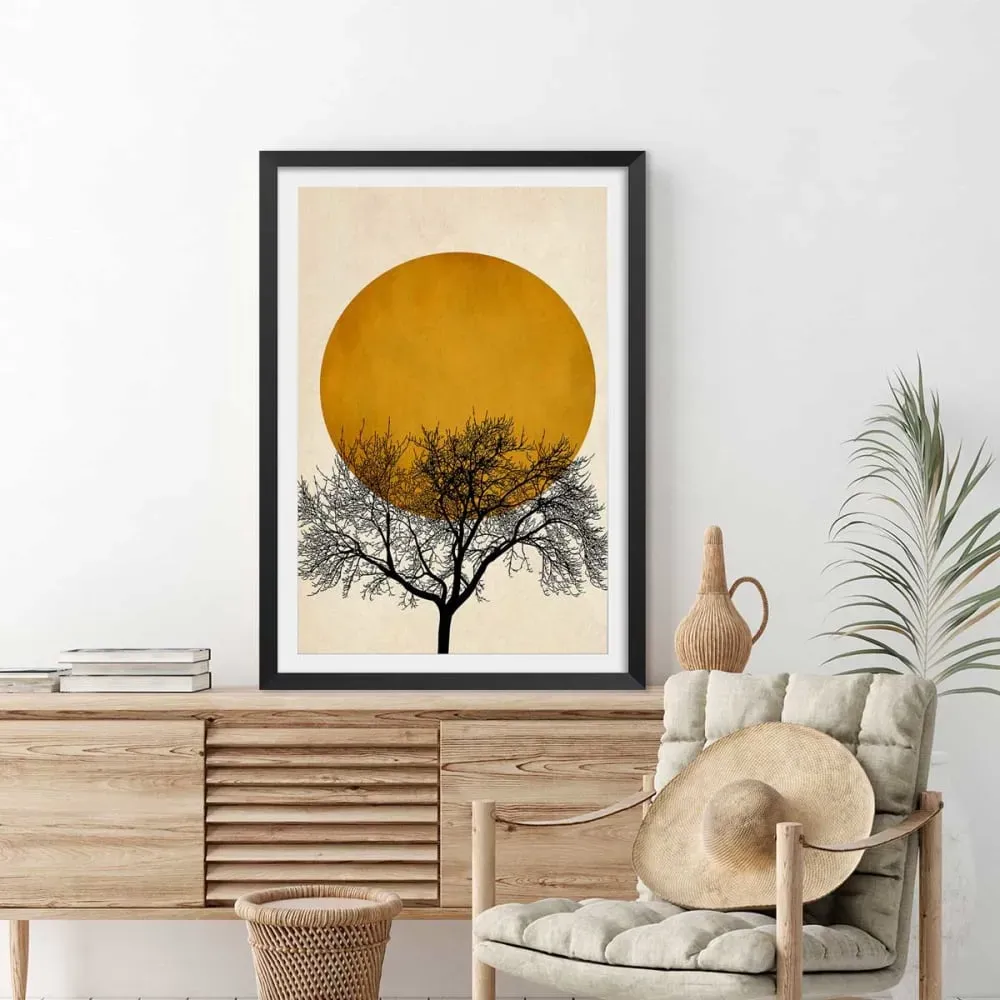Illustration numéro 2 du produit Affiche dessin arbre et sérénité avec cadre noir 40x60  cm