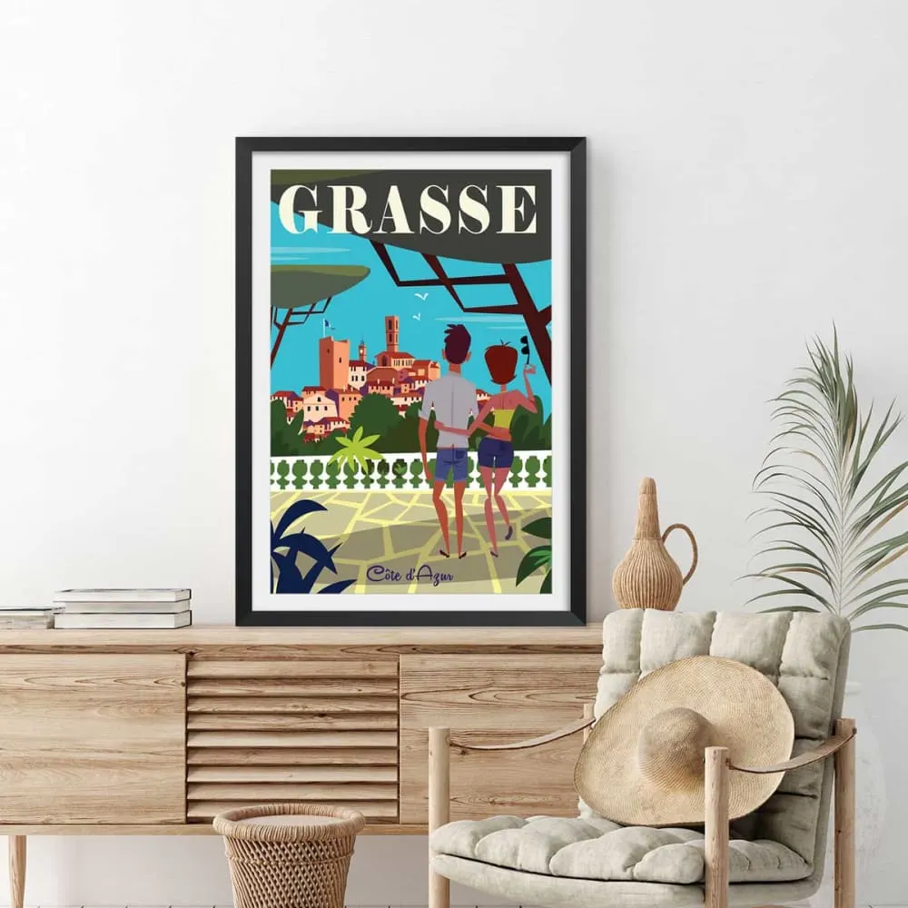 Illustration numéro 2 du produit Affiche voyage à grasse avec cadre noir 30x45 cm