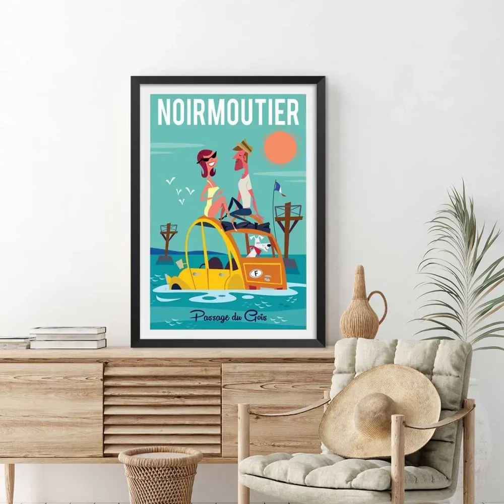 Illustration numéro 2 du produit Affiche Noirmoutier avec cadre noir 40x60  cm
