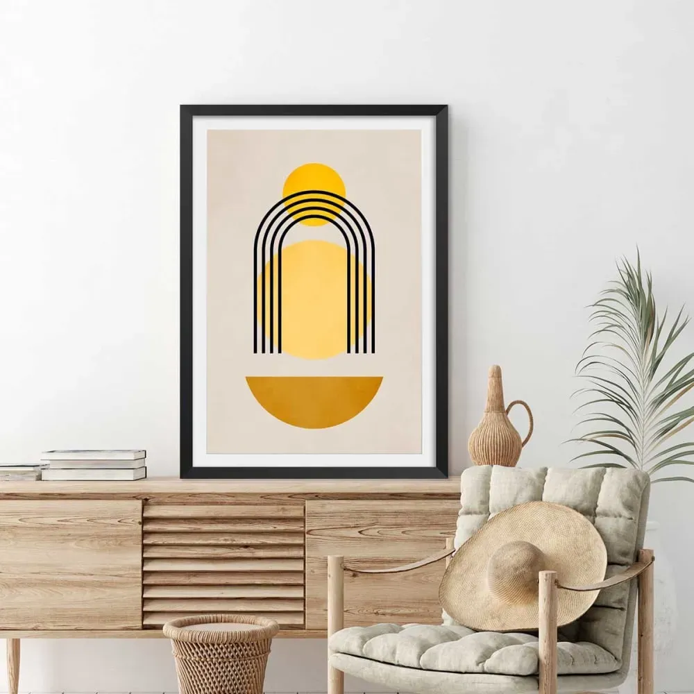 Illustration numéro 2 du produit Affiche dessin abstrait bauhaus n°5 avec cadre noir 20x30 cm