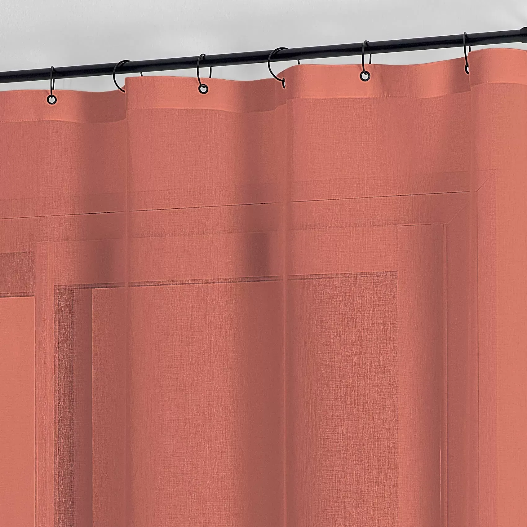 Illustration numéro 2 du produit Voilage à anneaux noirs amovibles polyester terracotta 140x240 cm