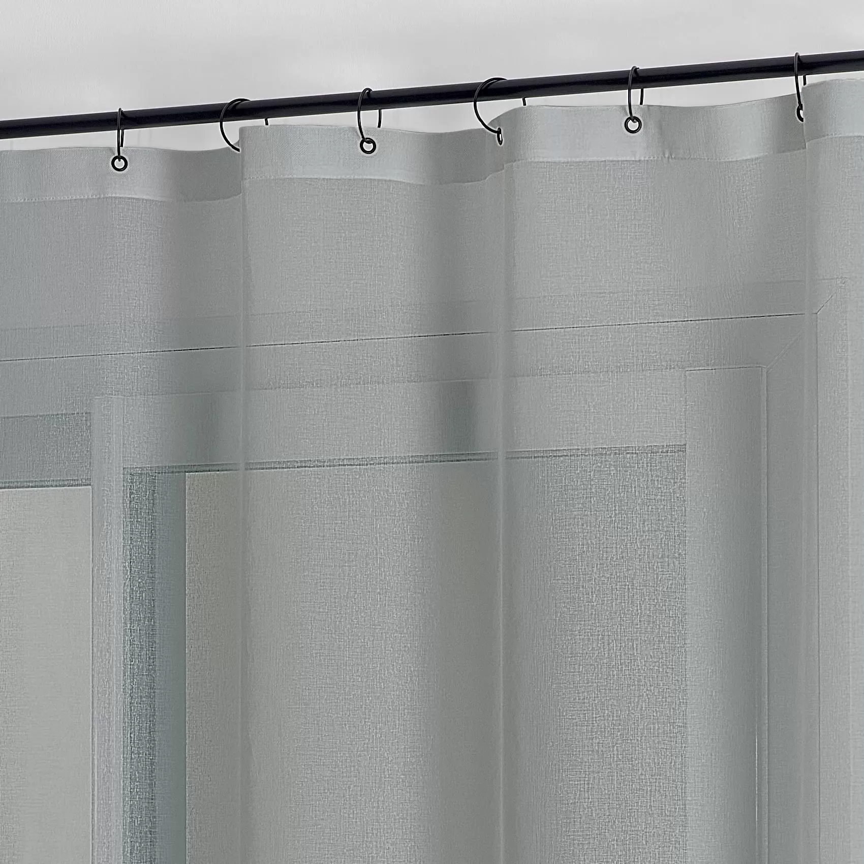 Illustration numéro 2 du produit Voilage à anneaux noirs amovibles polyester gris 140x240 cm