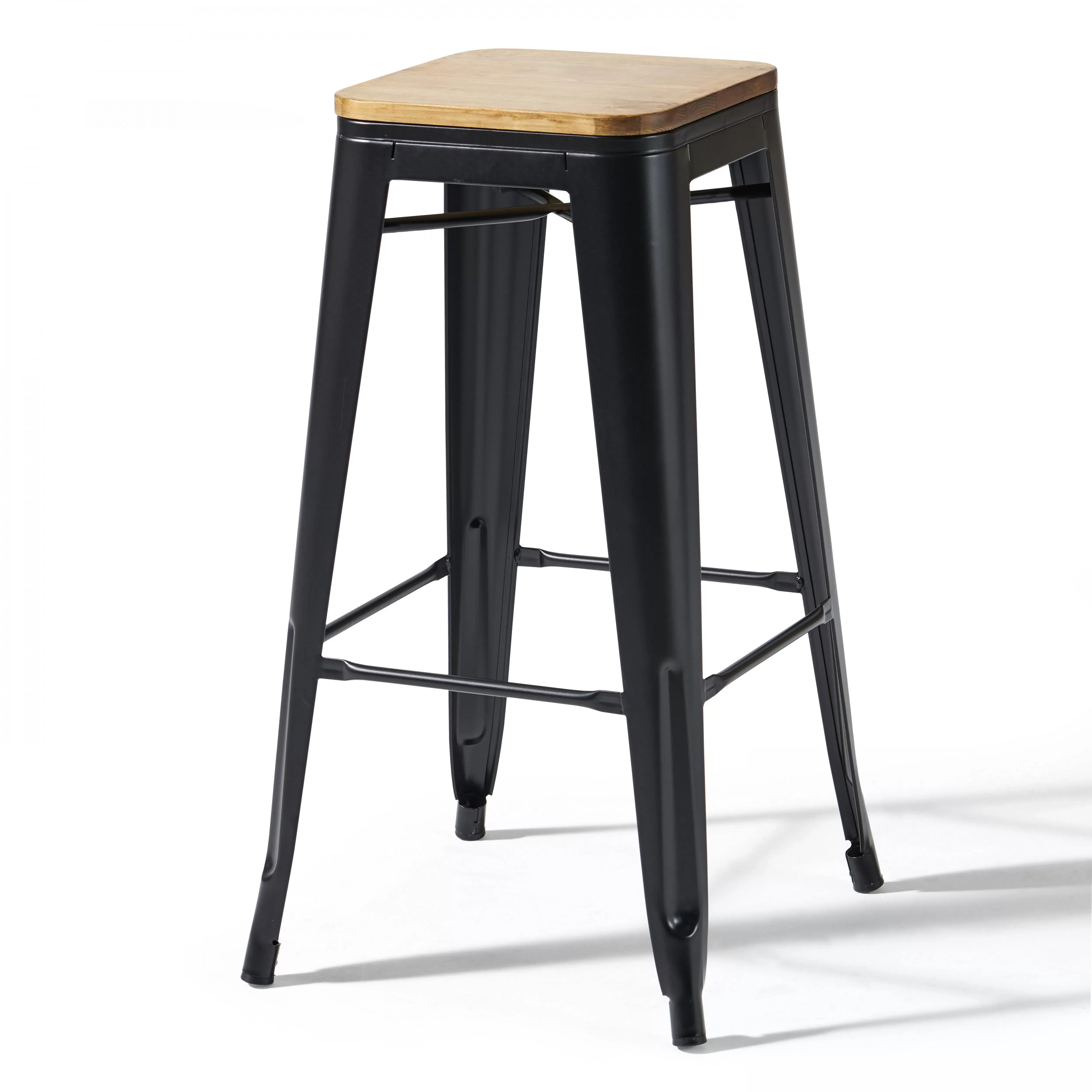 Illustration numéro 2 du produit Lot de 4 tabourets de bar en acier noir mat