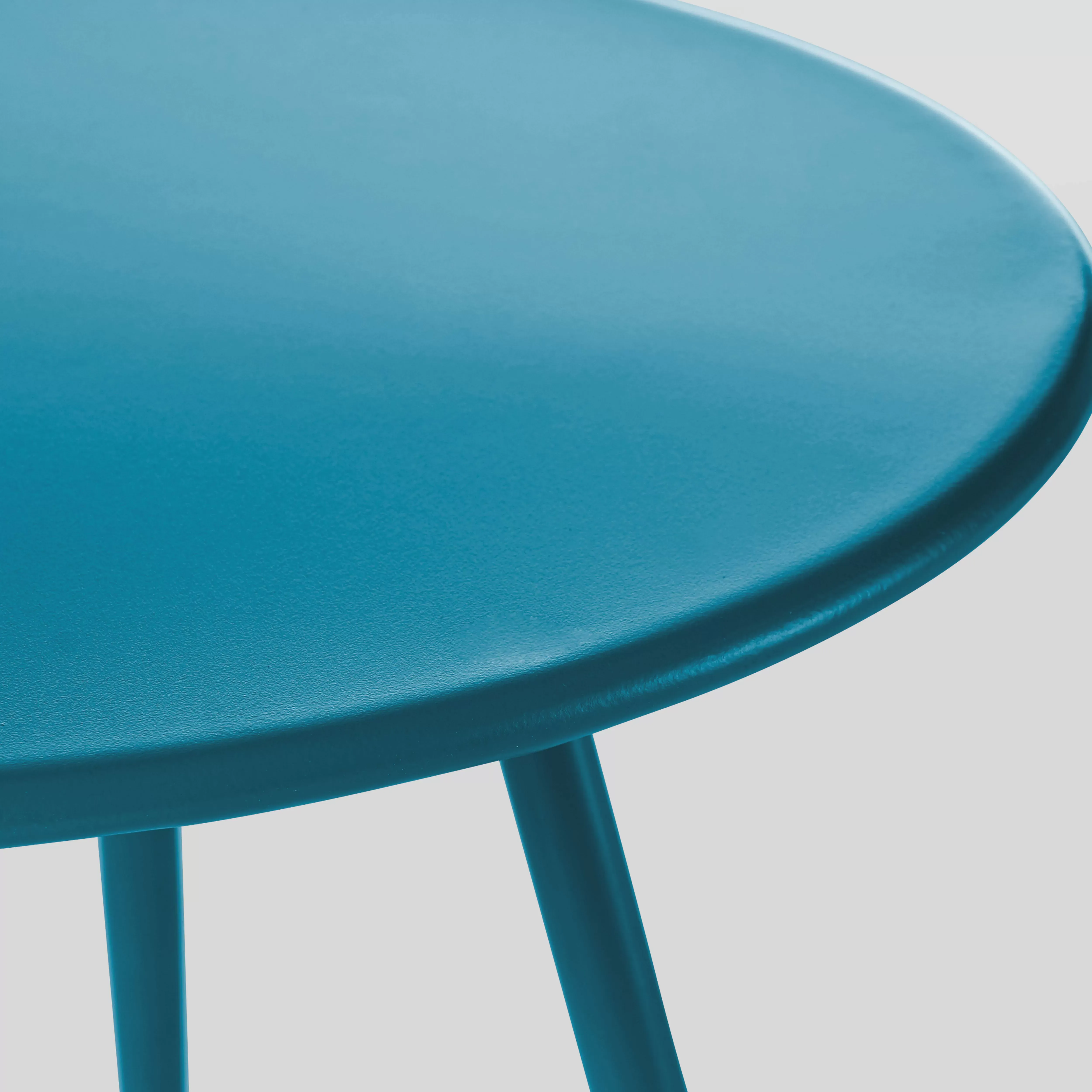 Illustration numéro 2 du produit Table basse de jardin ronde en métal bleu pacific 40 cm