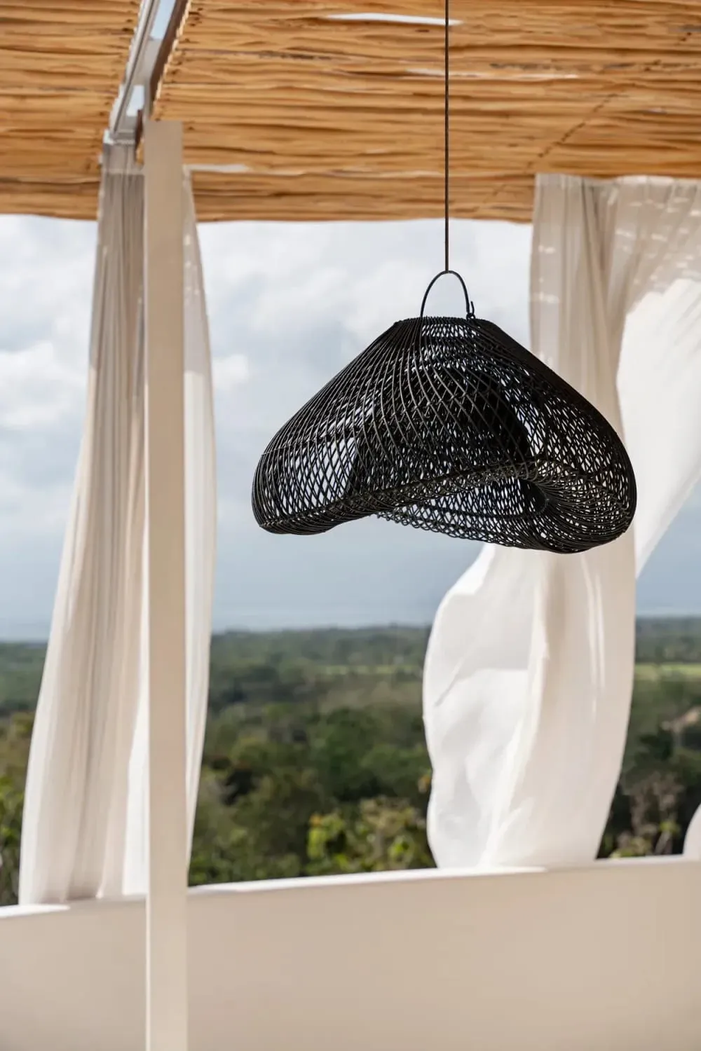 Illustration numéro 2 du produit Suspension rotin diamètre 60cm noir