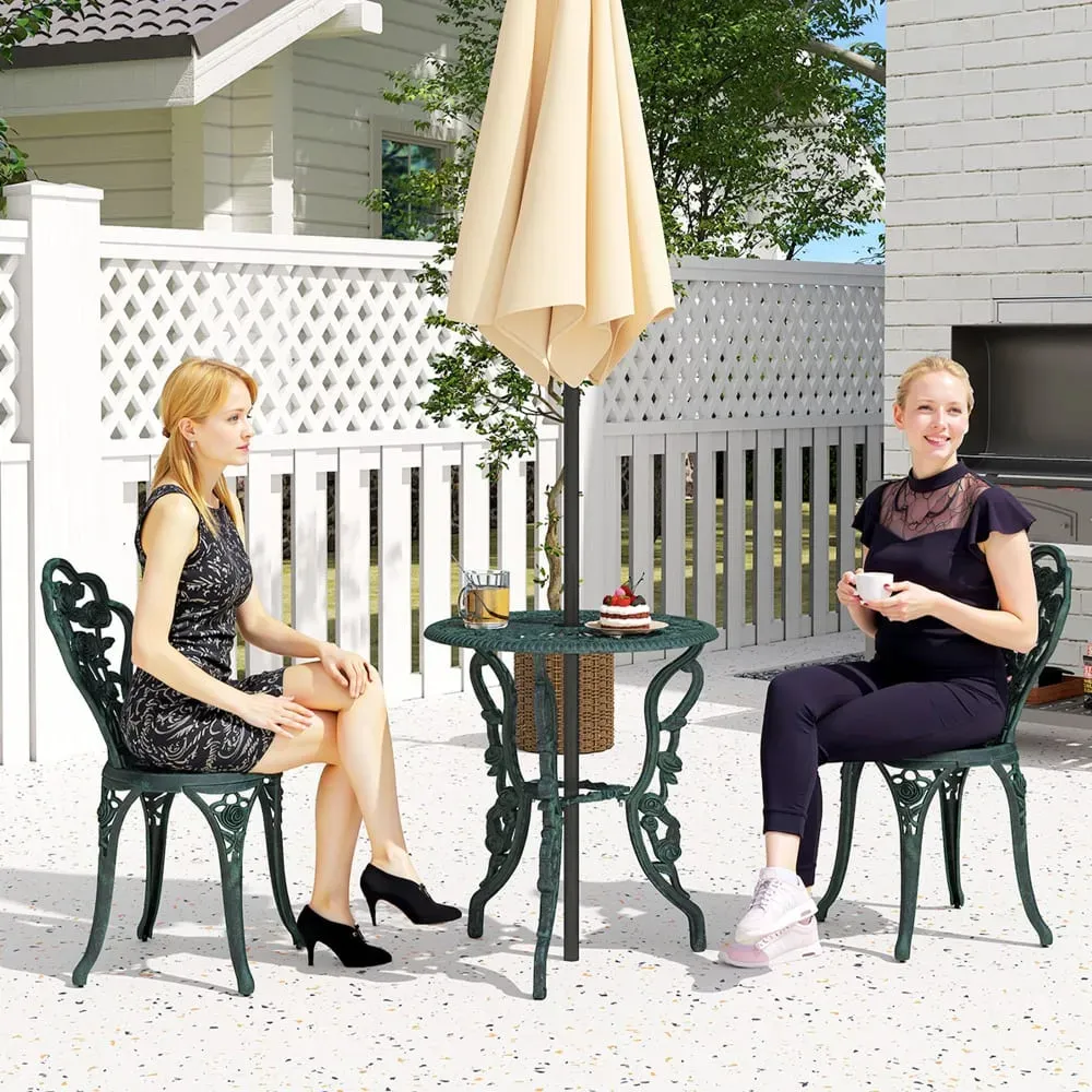 Illustration numéro 2 du produit Salon de jardin 2 places 3 pièces néo-rétro métal vert vieilli