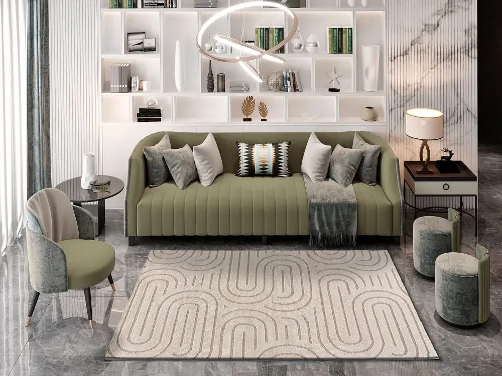 Illustration numéro 2 du produit Tapis à relief scandinave blanc/beige 80x150 cm