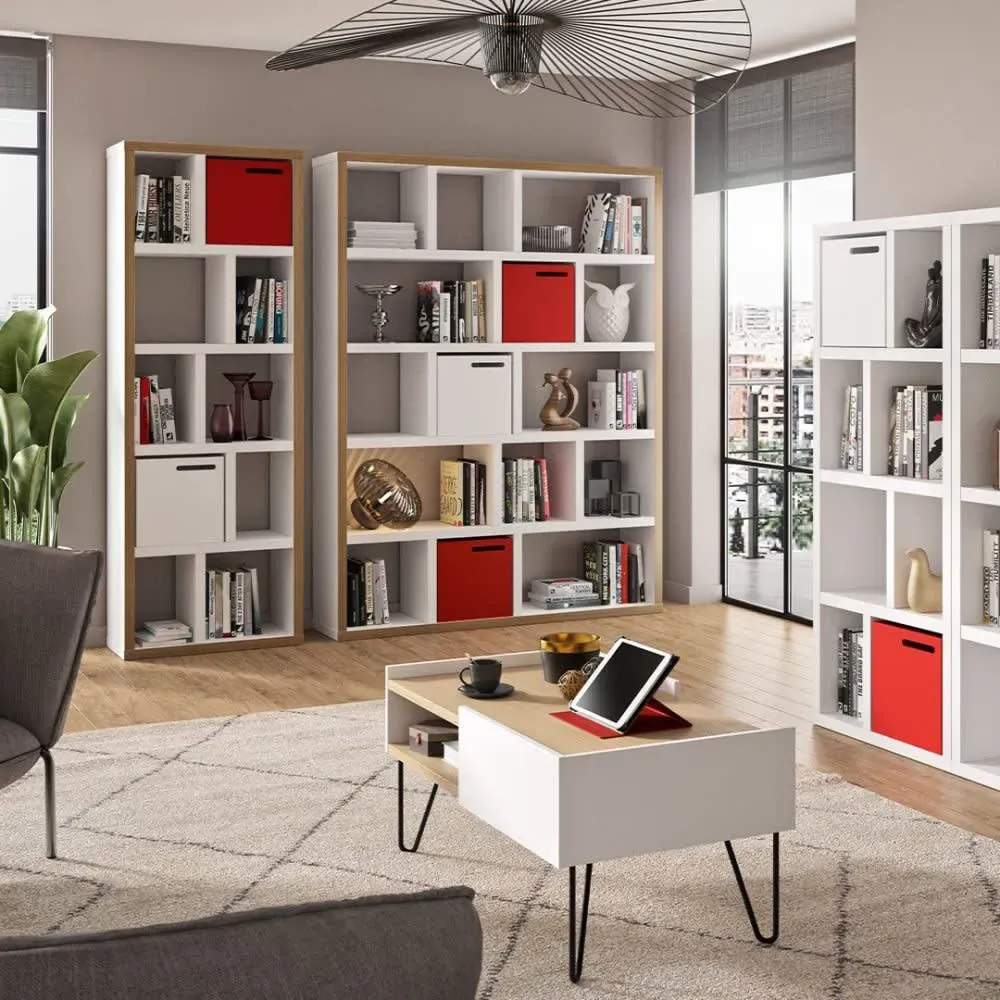 Illustration numéro 2 du produit Bibliothèque blanc laqué et multiplis H159