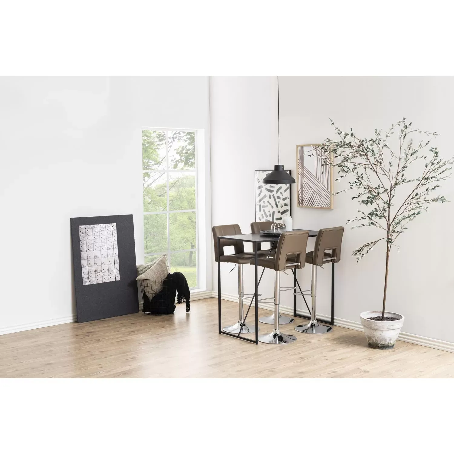 Illustration numéro 2 du produit Table de bar haute en mdf et métal noir