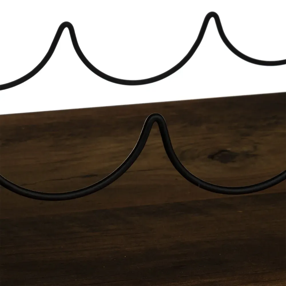 Illustration numéro 2 du produit Caisson porte bouteilles bois et métal noir - 31x31x31cm