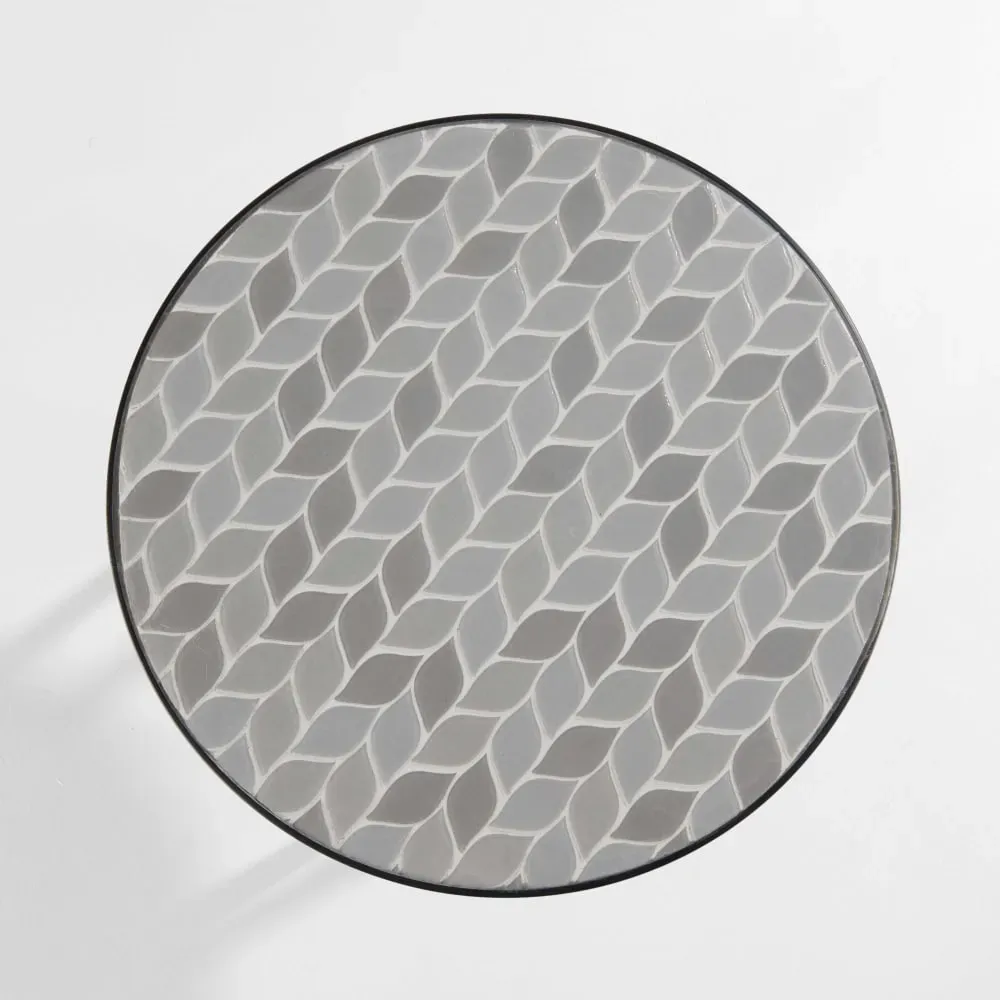 Illustration numéro 2 du produit Table basse ronde de jardin en acier noir plateau en céramique