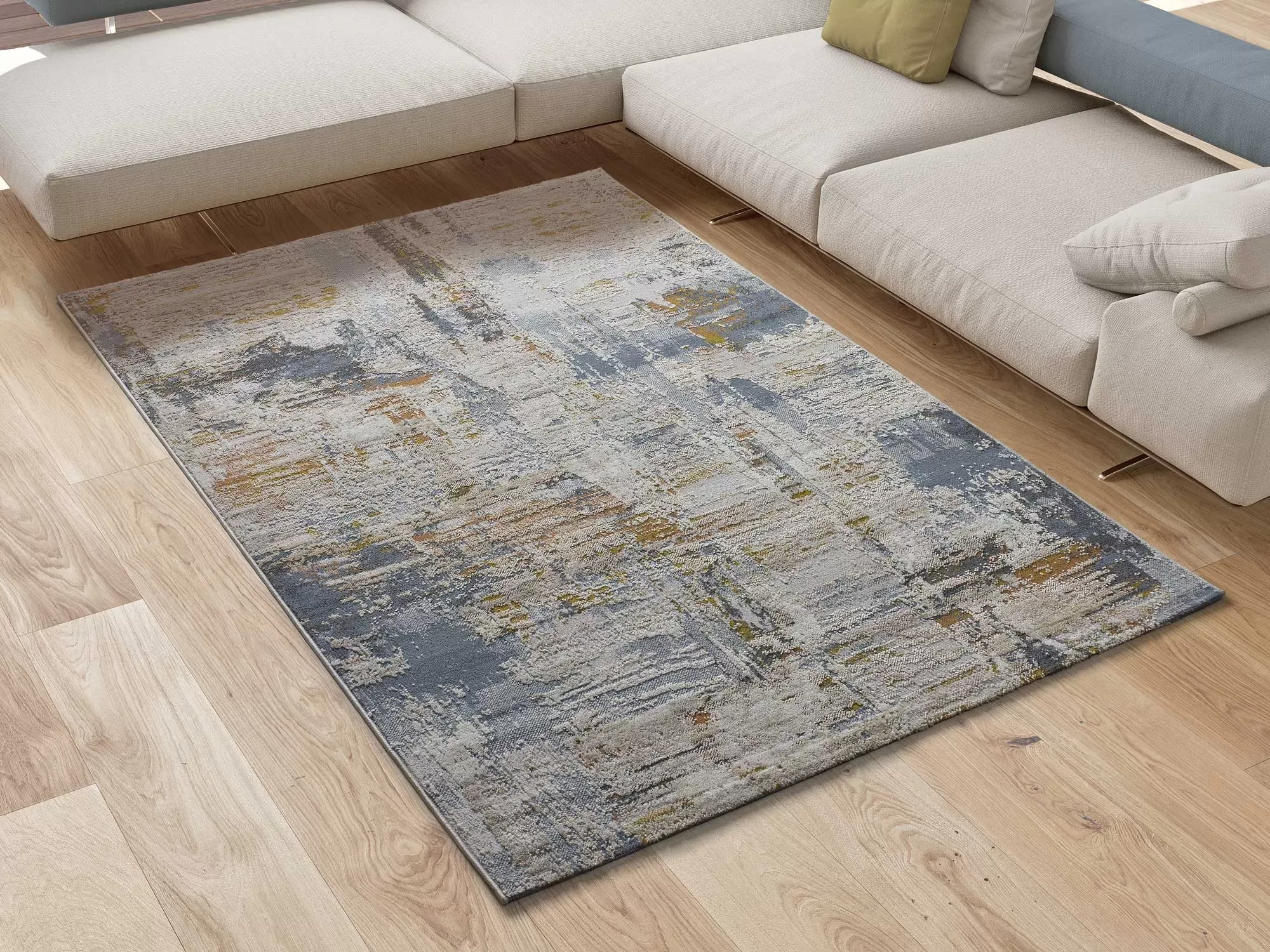 Illustration numéro 2 du produit Tapis abstrait beige/rouille/bleu 115x170 cm