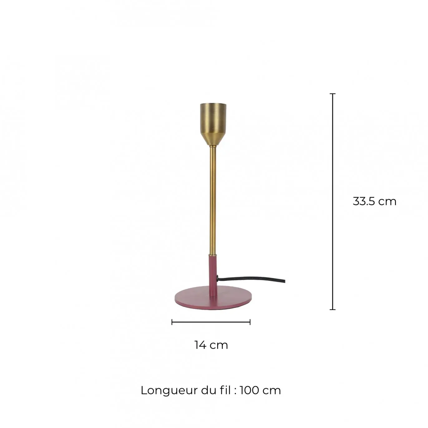 Illustration numéro 2 du produit Pied de lampe grand modèle en métal doré, socle rose