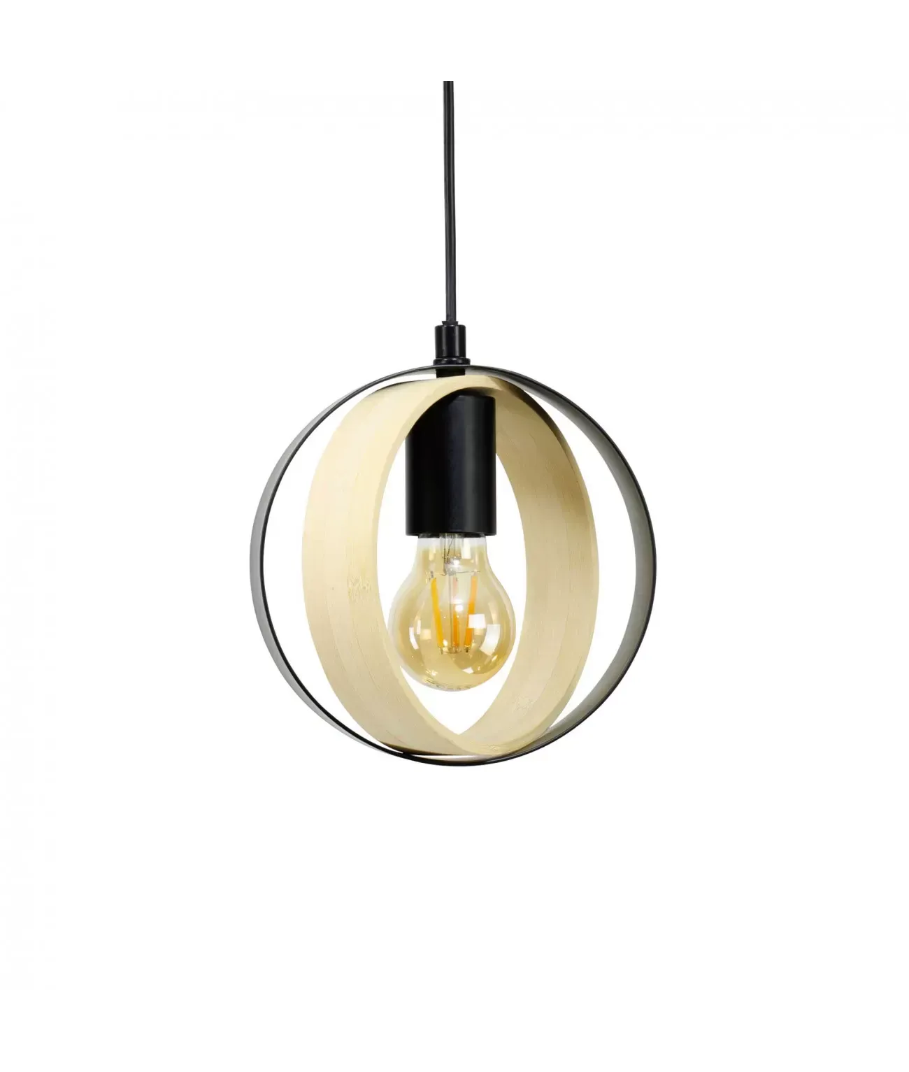 Illustration numéro 2 du produit Suspension petit modèle en métal noir et bambou naturel