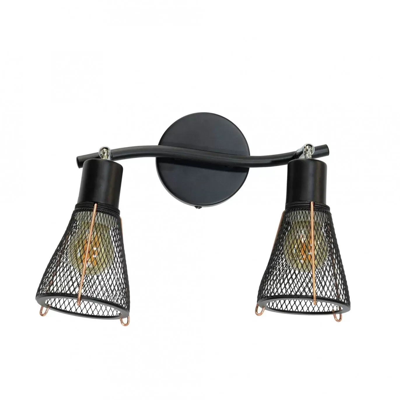 Illustration numéro 2 du produit Applique murale 1 lumière en métal grillagé noir et cuivré