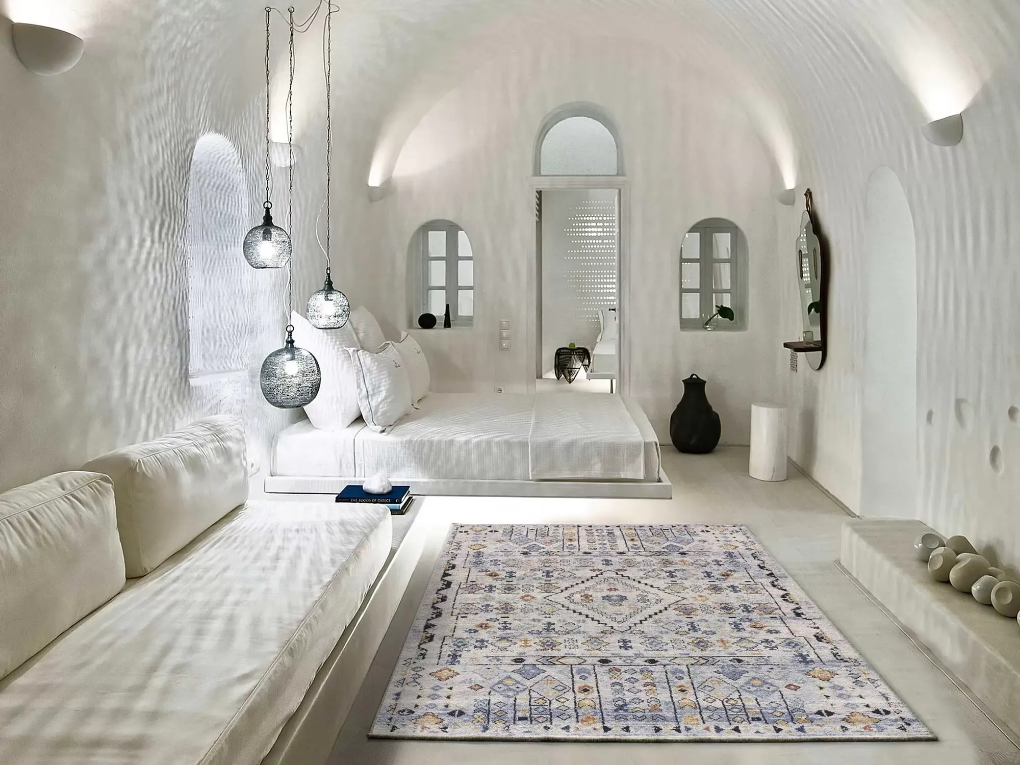 Illustration numéro 2 du produit Tapis ethnique beige/bleu/multicolore 160x230 cm