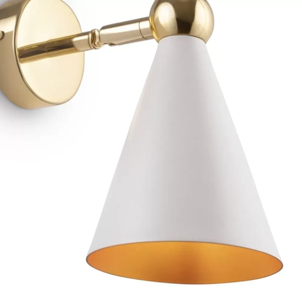 Illustration numéro 2 du produit Applique murale 2 lumières moderne  doré avec abat-jour blanc