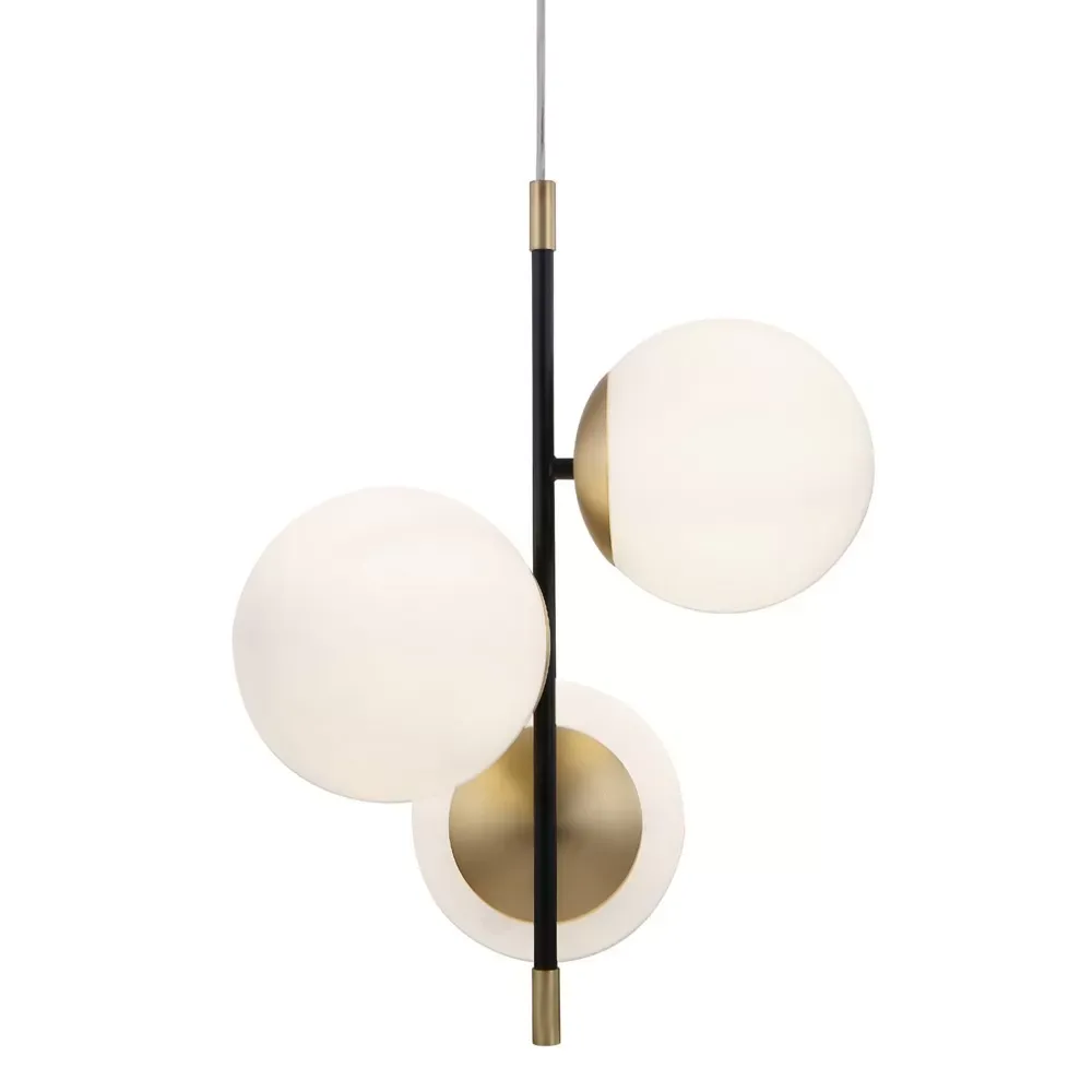 Illustration numéro 2 du produit Suspension en métal noir à 3 sphères et hauteur réglable