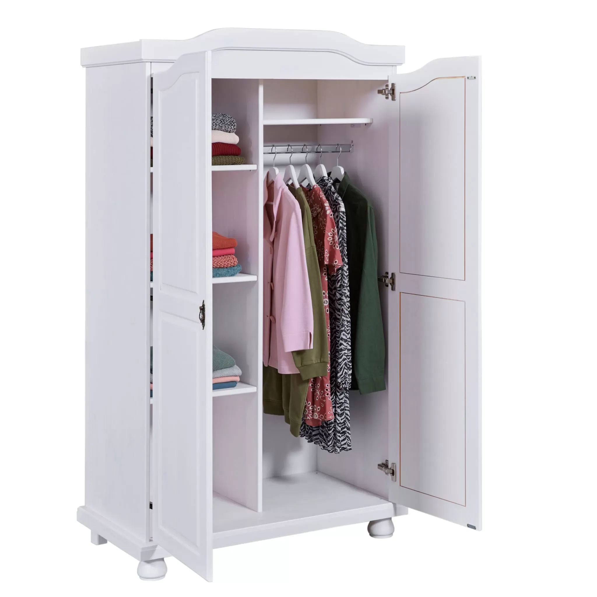 Illustration numéro 2 du produit Armoire 2 portes en bois massif blanc laqué