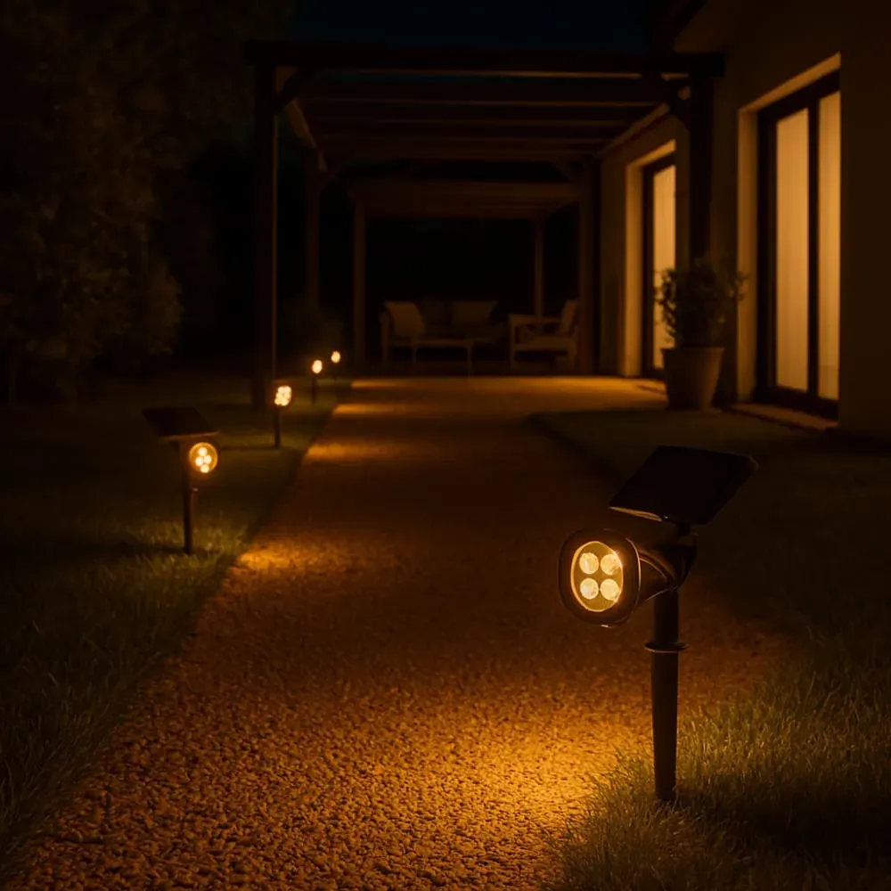 Illustration numéro 2 du produit Lot de 2 spots solaires projecteurs Plastique Noir 200LM