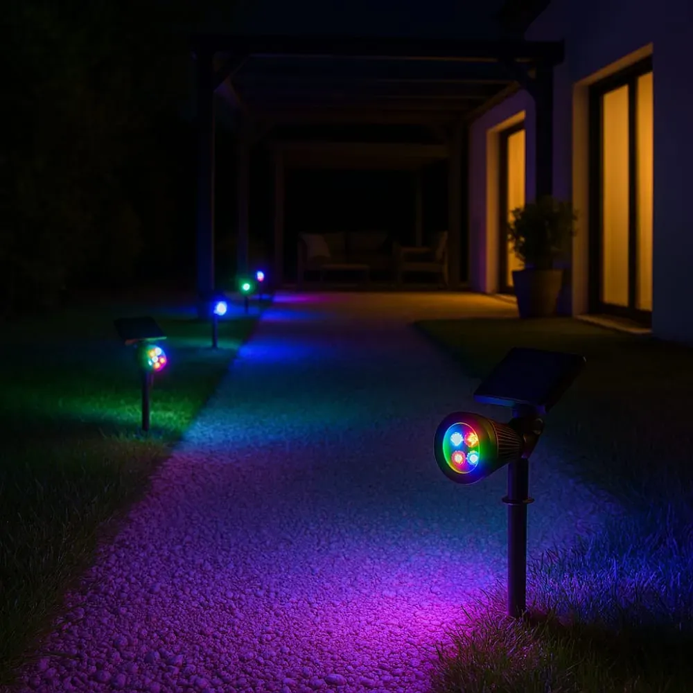 Illustration numéro 2 du produit Lot de 2 spots solaires projecteur Plastique Noir 200LM