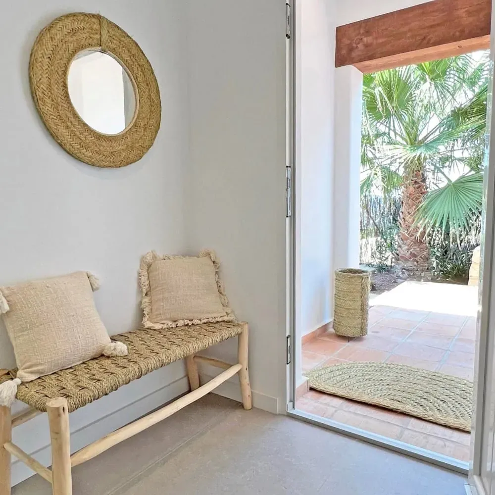 Illustration numéro 2 du produit Miroir rond en fibres naturelles 60 cm