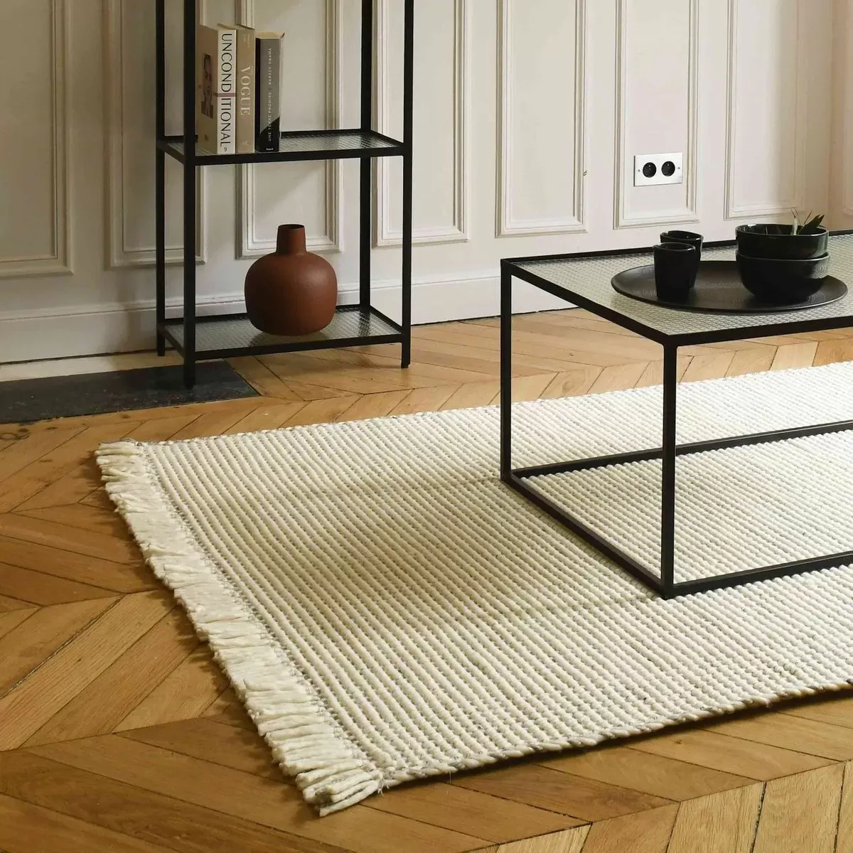 Illustration numéro 2 du produit Tapis rectangulaire laine tressée