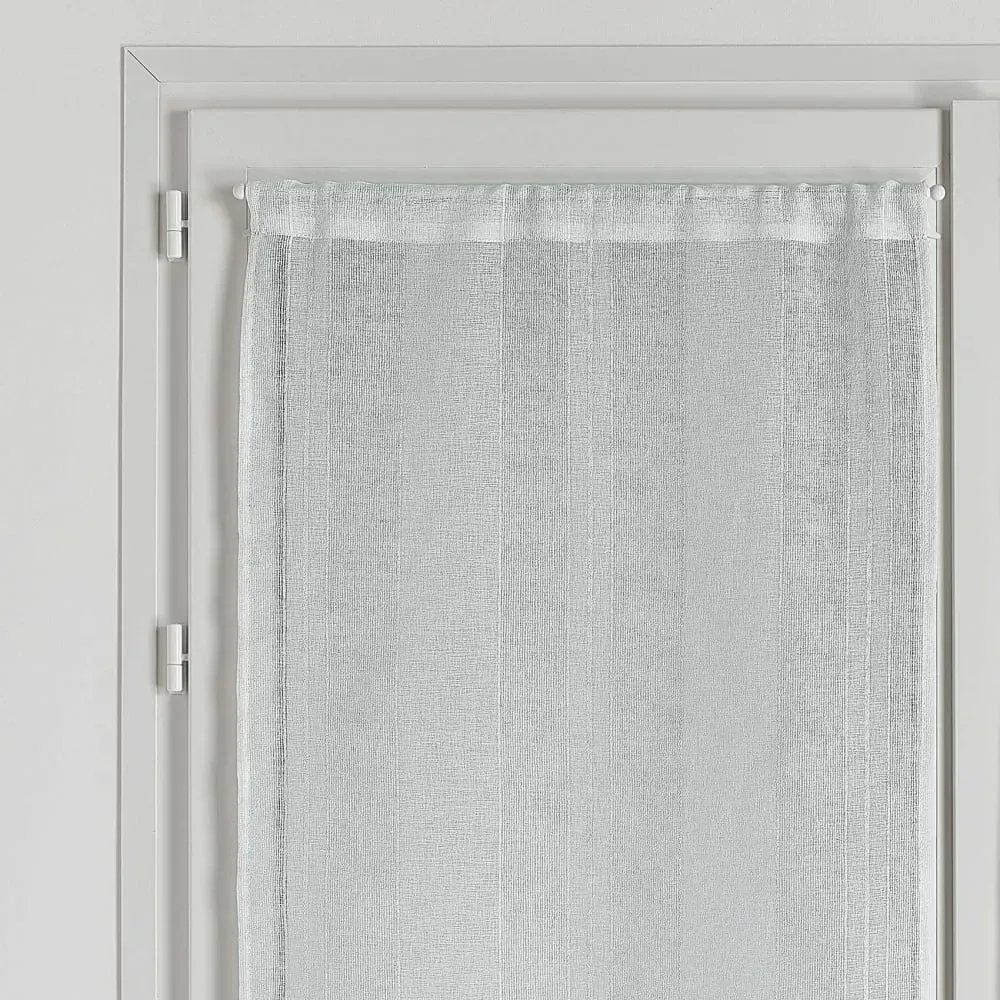 Illustration numéro 2 du produit Paire de petits voilages unis à rayures fantaisie polyester blanc